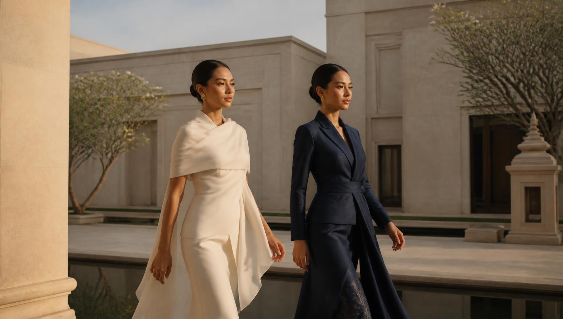 Two women in NOYNGAM tailoring